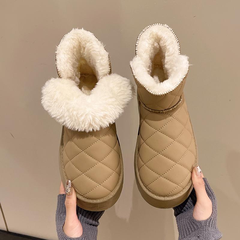 Зимние новые стильные женские зимние ботинки с флисовой подкладкой, водонепроницаемые короткие женские хлопковые ботинки, теплые утолщенные женские ботинки для хлеба