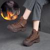 Winter Plush Warm Short Boots Retro Genuine Leather Solid Color Comfortable Versatile Women's Shoes