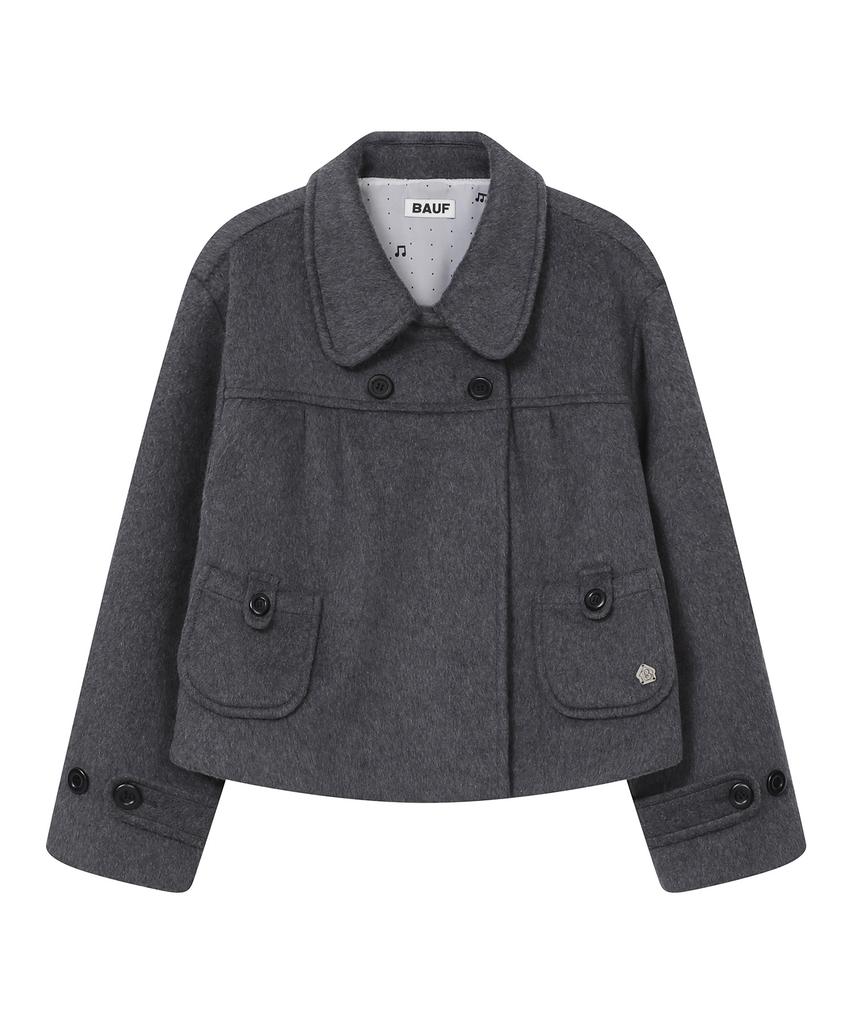 BAUF Round Shirred Short Coat [Charcoal]