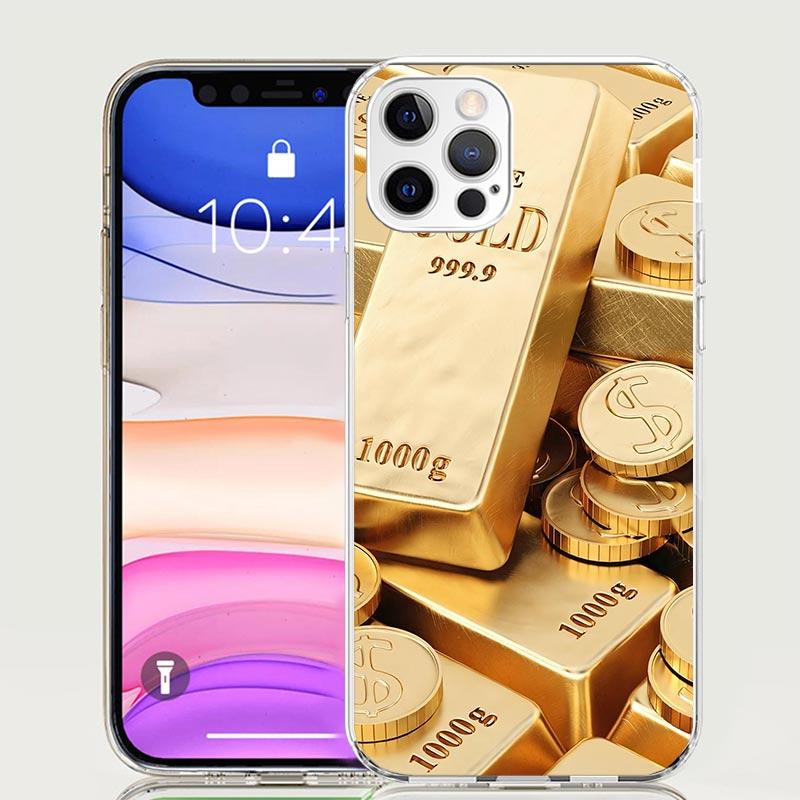 Чехол для телефона с принтом узора из чистого золота для iPhone 17 Air 16 15 Plus 11 14 Pro Max 13 Mini 12 7 8 + SE Художественный узор Индивидуальный чехол
