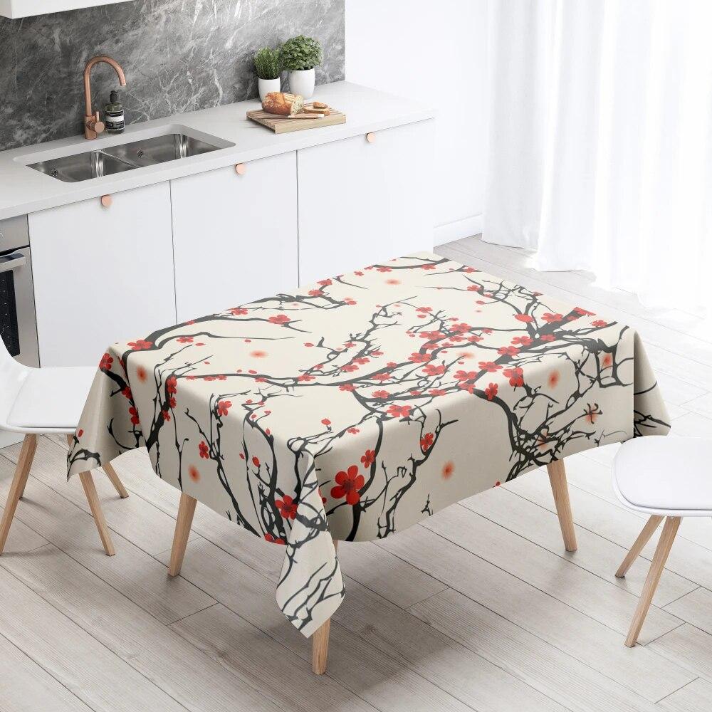 Цветочная скатерть для домашнего декора, устойчивая к пятнам, водонепроницаемая, украшение для стола, прямоугольная кухонная столешница для камина