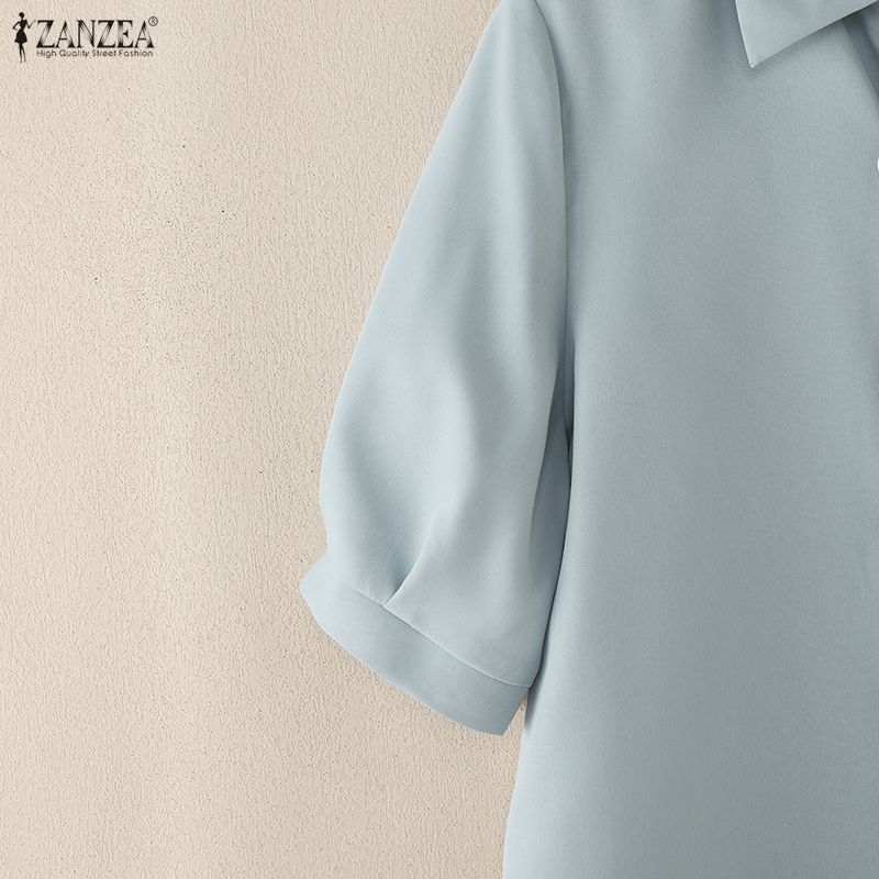 ZANZEA Женская летняя блузка с отложным воротником и рукавом три четверти, в стиле пэчворк