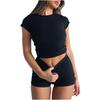 Женская мода, однотонный топ с короткими рукавами и короткие брюки, комплект спортивных комплектов