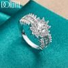 925 Pure Silver Flower AAA Zircon Sparkling Ring Fashion Wedding Jewelry