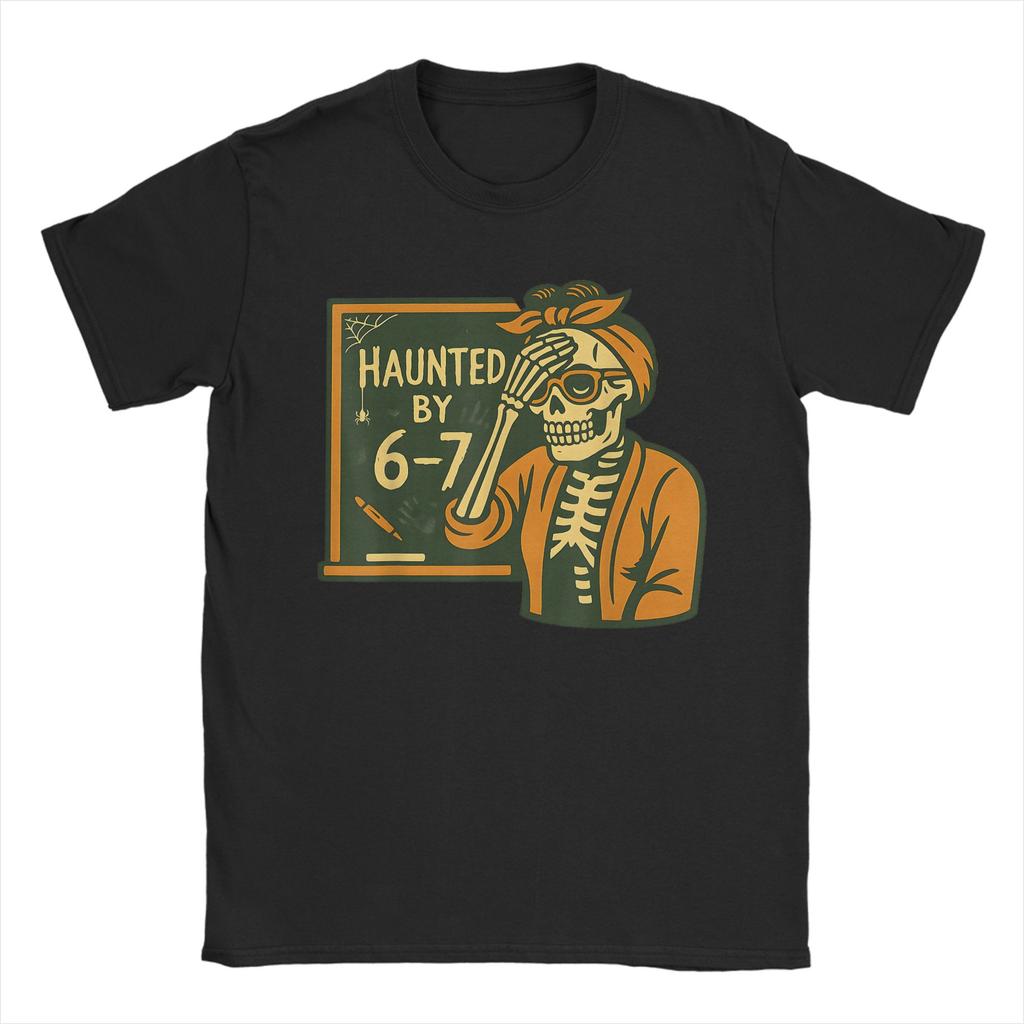 Мужская футболка 'Преследуемый 67' Забавная Хэллоуинская (2) Смешная хлопковая футболка с коротким рукавом Футболки с круглым вырезом Одежда Большого размера