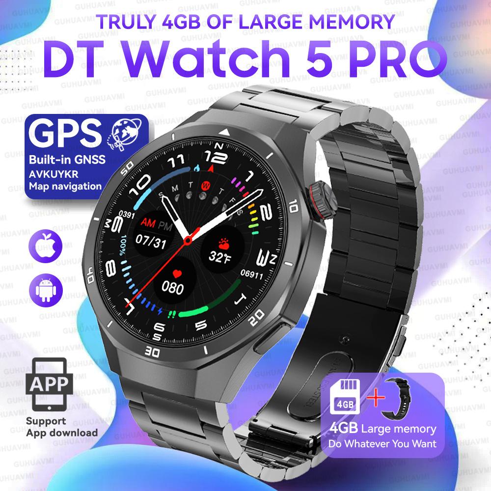 Новые DT Watch5 Улучшенные Ультра Большие 4 ГБ Памяти Умные Часы Мужские GPS Карта MP3/MP4 Плеер Bluetooth Звонок Спорт Мода Умные Часы