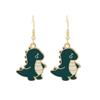 Cute Cool Summer Green Dinosaur Cartoon Earrings, Versatile Girl Design Stud Earrings