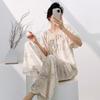 1011 new pajamas women's summer cotton and silk thin short-sleeved trousers set can be worn outside spring and autumn large-size loungewear