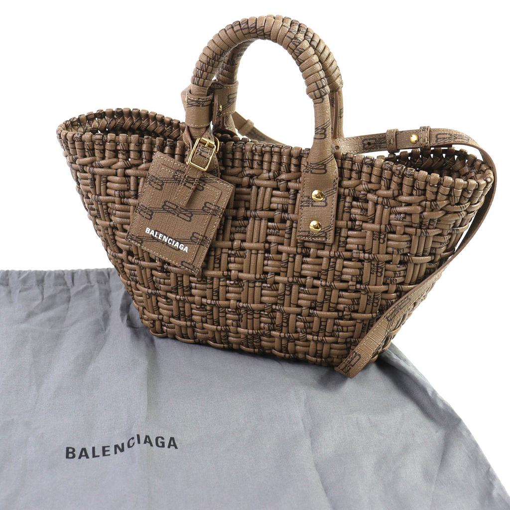 Excellent BALENCIAGA Shoulder Bag Bistro Basket XS 2WAY handbag Brown 671342 Used