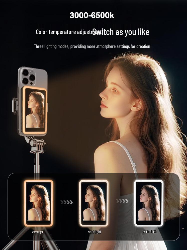 High-Definition Rear Camera Projection & Live Broadcast Selfie Device with Fill Light