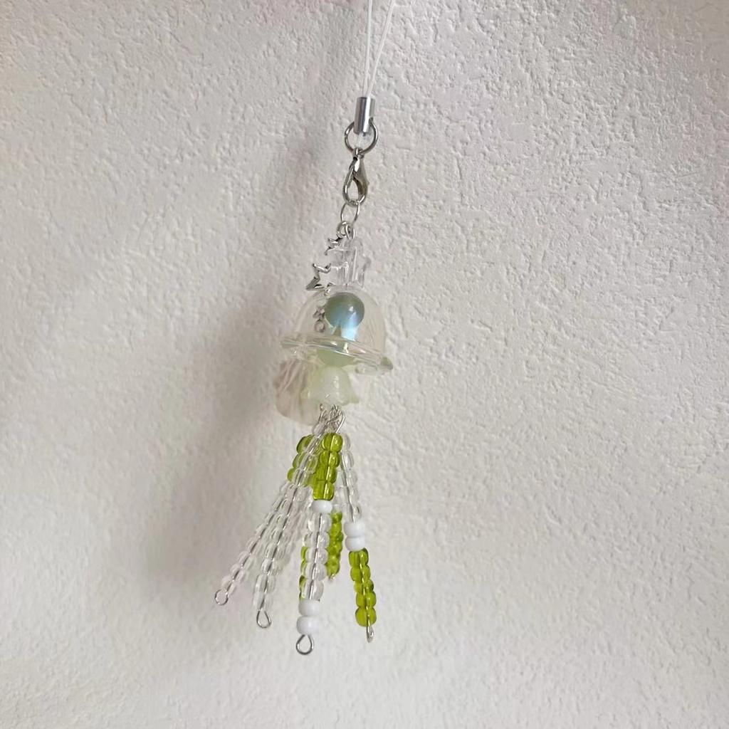 Ручной работы Ремешок для телефона в виде золотой рыбки Прочный акриловый шарм из бусин Модный аксессуар Портативный для сумок и кошельков Девичьи стили