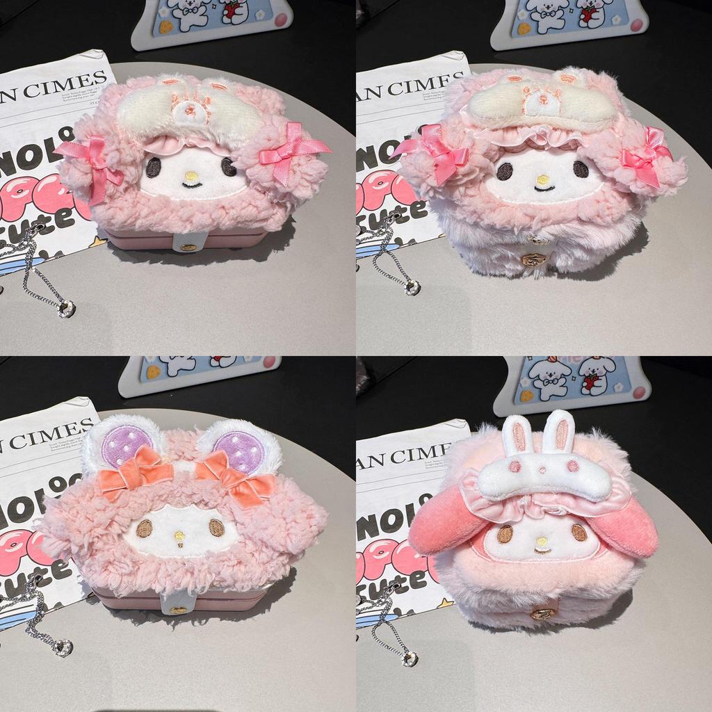 Шкатулка для украшений My Melody с дизайном в виде розовой мультяшной овечки для путешествий и хранения
