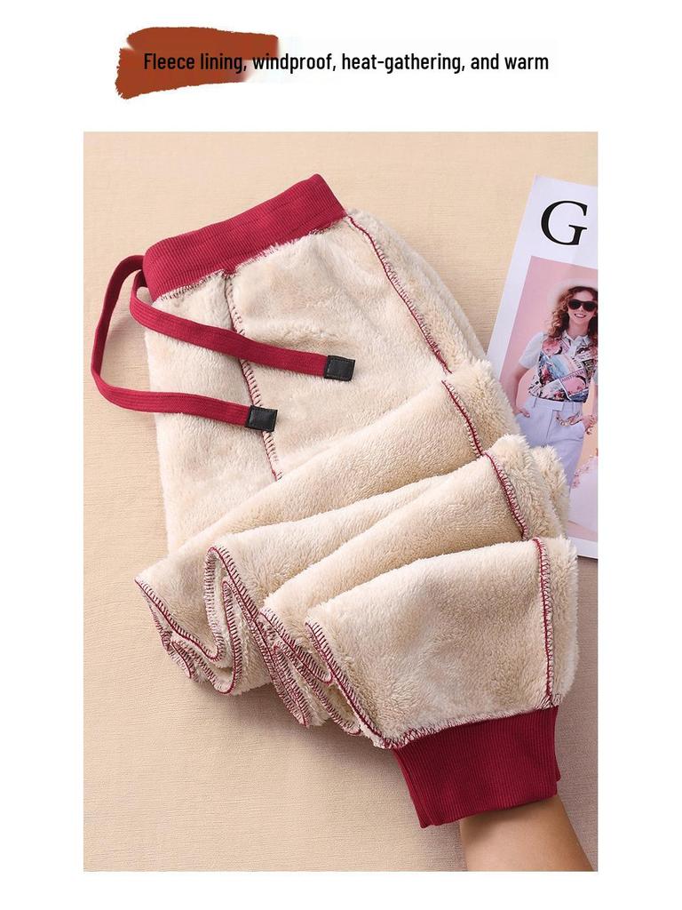 Женские флисовые спортивные штаны GAGN темно-синего цвета: Плотные, Теплые, Свободный крой «фонарик», Высокая талия, Стройнящие, Спортивные брюки с манжетами