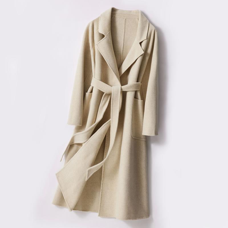 Женское пальто из 100% шерсти TIDENOVEL Осеннее шерстяное длинное пальто Ручной работы Пальто-бушлат Зимняя теплая шерстяная длинная куртка Кашемировое пальто