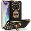 Чехол для Xiaomi Redmi 14C - Защита от царапин с вращающимся на 360° кольцом - Черный
