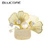 High Grade Ginkgo Leaf Flower Basket Brooch Micro Inlaid Zircon Copper-plated Brooch for Woman Man Suit Hijab Pins