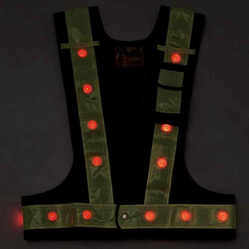 Зеленый крест многофункциональный светодиодный защитный жилет светоотражающий один размер подходит большинству сетчатая ткань 238099 темно-синий/красный светящийся/желтый