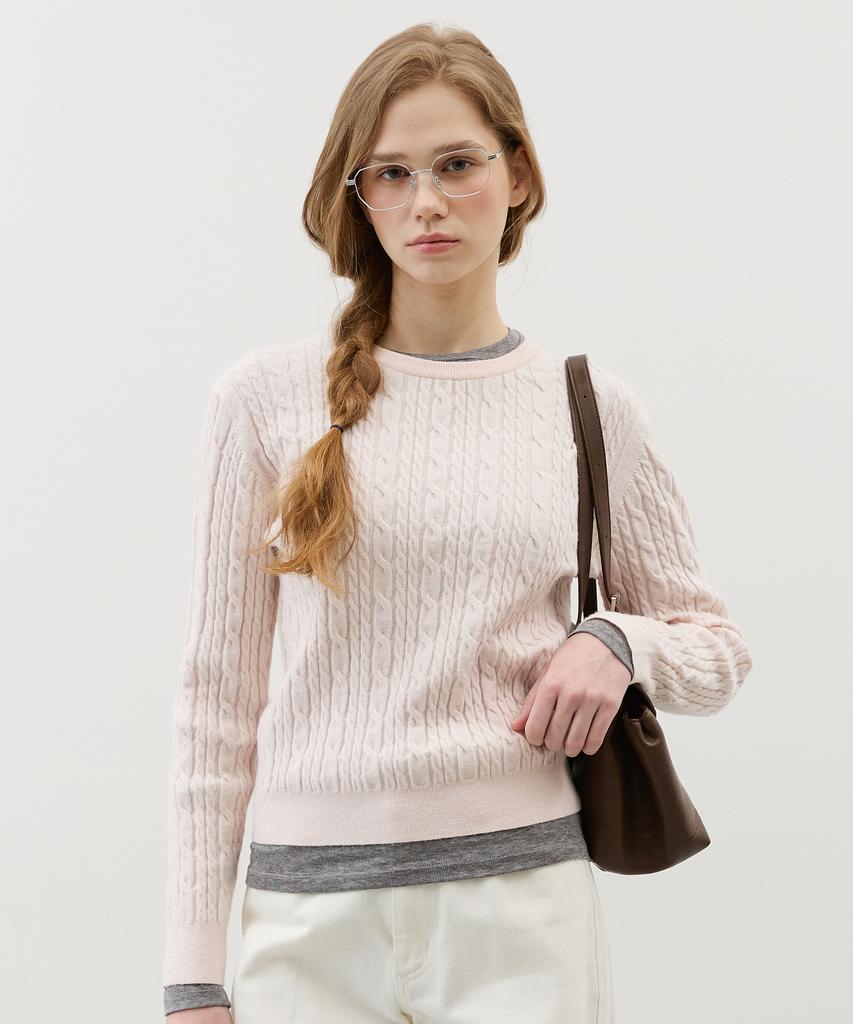 CITYBREEZE Cable Round Neck Knit_4 Colors