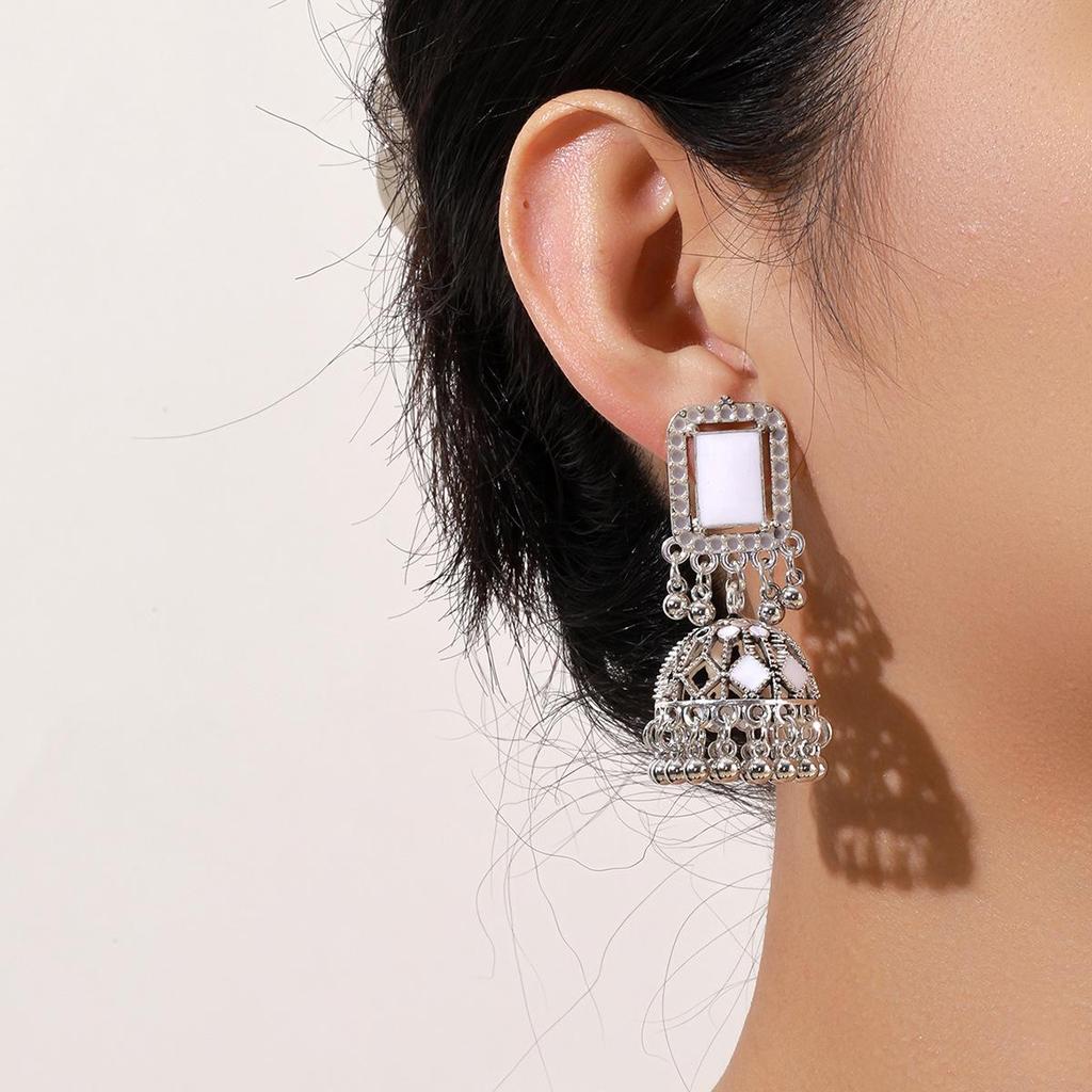 Богемные ретро серьги с кисточками и инкрустированным бриллиантовым шариком