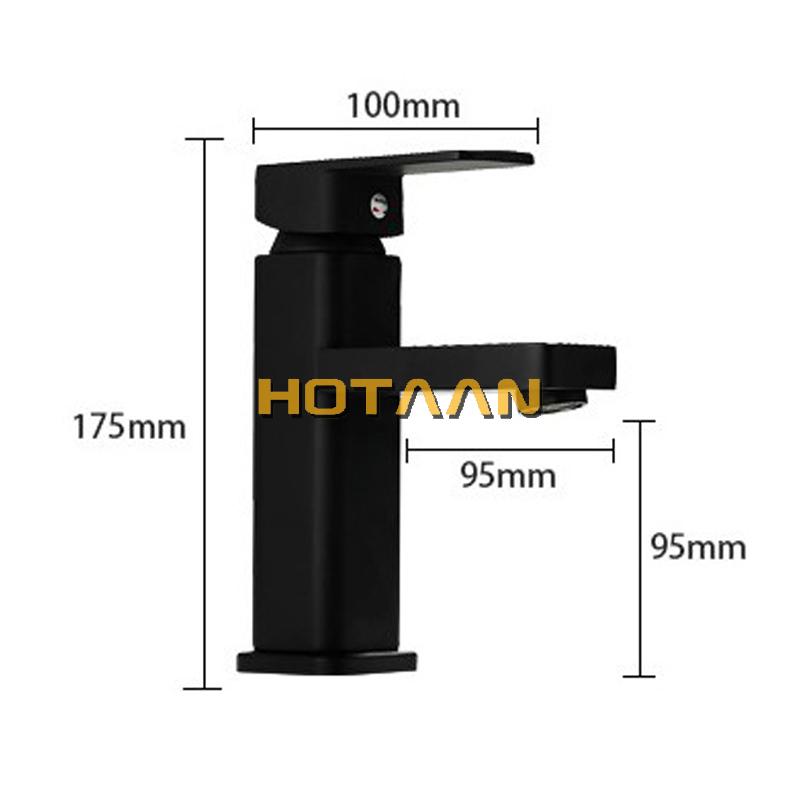 Hotaan Matte Black Basin Faucet Water Tap Bathroom Faucet Solid White Brass Cold & Hot Water Single Handle Water Sink Tap Mixer