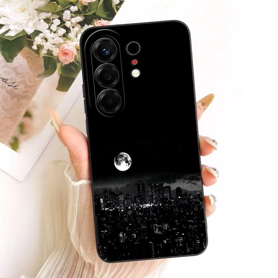 Чехол для телефона Tecno Camon 50 4G CN5 Цветочный Ромашка Эстетика Лунная Ночь Бант Узор Funda Мягкий Матовый Силикон Задняя Крышка Canom50