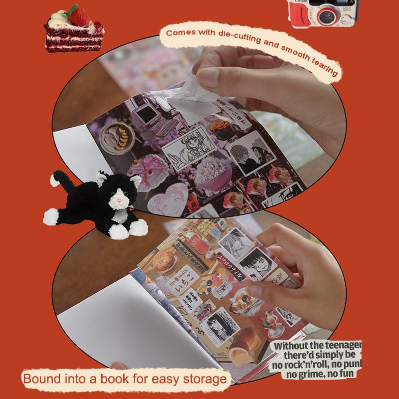 45 листов Винтажная книга декоративных стикеров для вырубки Каваий стикеры для ноутбука Скрапбукинг Креативные стикеры для DIY украшения Подарки