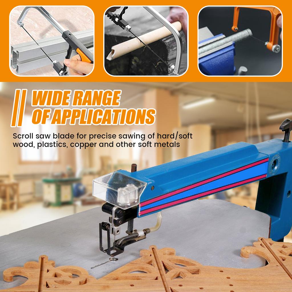 60Pcs Scroll Saw Blade Pin End 5 Inch Carbon Steel Cutting Pinned Scroll Saw Blade Replacements 10/15/18/20/24TPI for WPC Metal