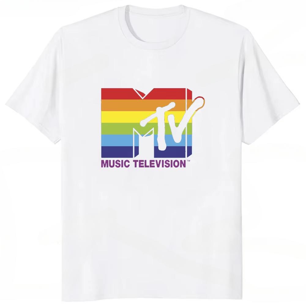 Ретро Мужская Женская Футболка Винтажный Рок Хип-Хоп Телевидение Лето Mtv Музыкальное Телевидение Графический Топ Уличная Одежда Оверсайз Свободная Повседневная Футболка