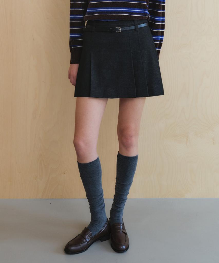 OLIVE DES OLIVE Option Belt Pleated Skirt Ow6As8530