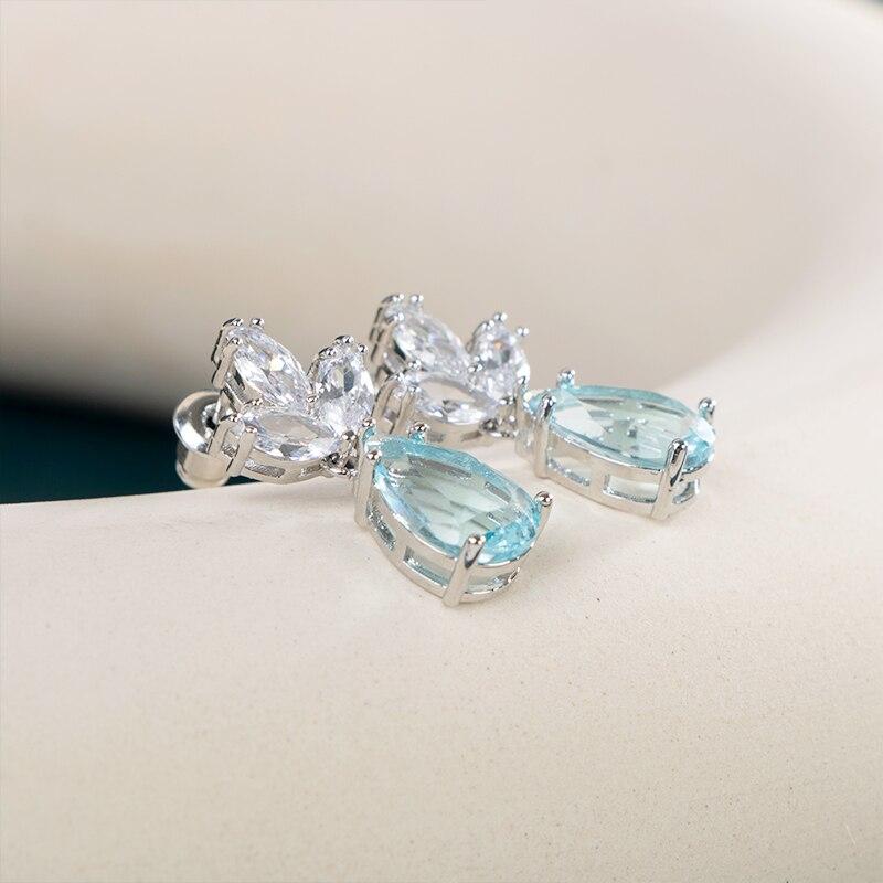 BELLA BOX Модные элегантные серьги-капли для женщин, эстетические светло-голубые циркониевые аксессуары, женские серьги высокого качества, ювелирные изделия