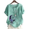 Women's Fashionable Round Neck Short Sleeve Top with Popular Floral Pattern in 11 Colors