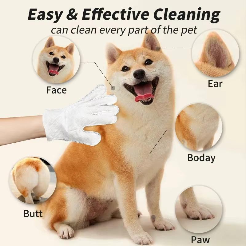Factory Custom Logo 6pcs Premium Thick Plant Based Pet Grooming Glove Wipes Dogs Cats Hypoallergenic