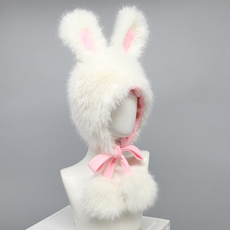Мягкая плюшевая шапка с ушками кролика в стиле Лолиты - теплая и милая в стиле Лэй Фэн