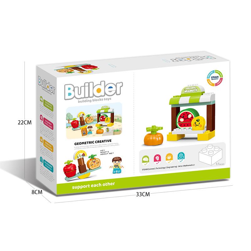 Набор из 37 крупных строительных блоков серии Creative Fruit Cutting Joy, развивающие игрушки-головоломки для детей, подарки на Рождество.