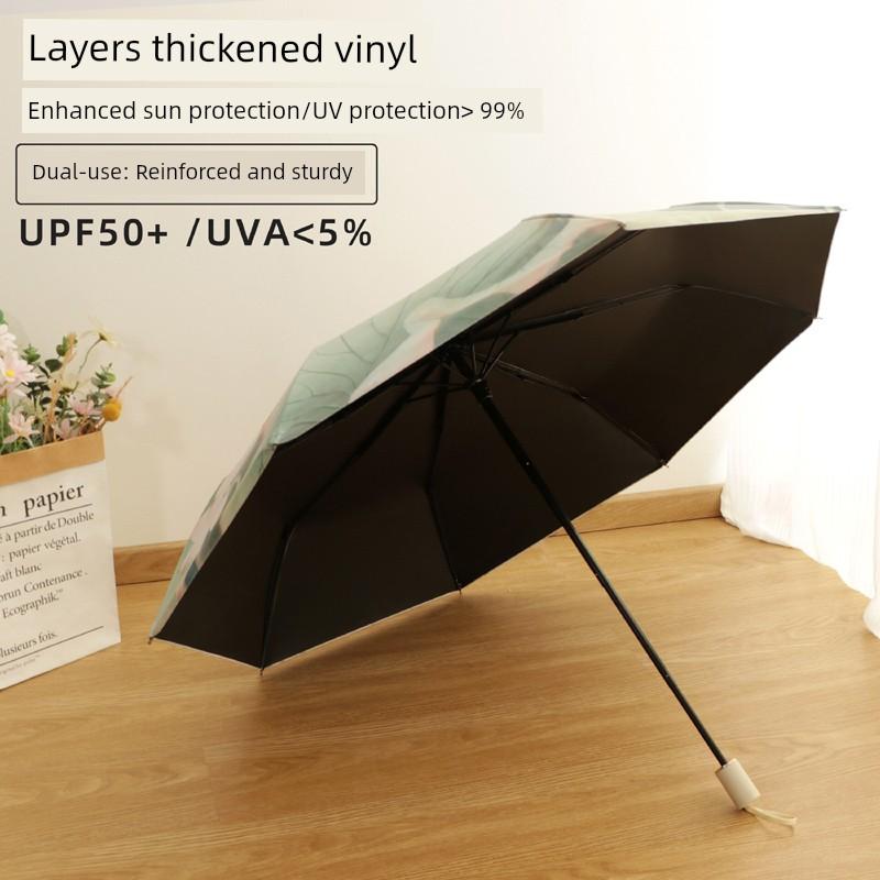 Retro Artistic Chinese Style Ink Umbrella Girls' Foldable Sun-Proof UV-Proof Rain-Proof Dual-Use Sun Umbrella
