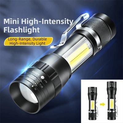 Мини-светодиодный фонарик с USB-зарядкой, регулируемый фокус, долговечный, с зумом, портативный, три режима, для кемпинга