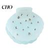 Durable Hair Claw Shell Shape Rhinestones Inlaid Clip Anti-slip Teeth Strong Grip Acrylic Small Styling Accessory Women