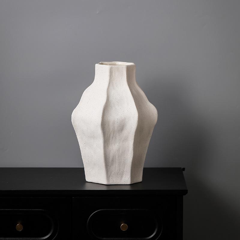 Large Irregular Ceramic Vase in Wabi-Sabi Style for Entrance Hall Decor, Rough Clay Pottery for Artful Hotel or B&B Decorations