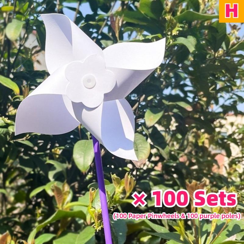 100 шт. Летнее Мероприятие DIY Бумажные Вертушки Наборы для Поделок Заготовки Белые Маленькие Ветряные Мельницы Наборы Оптом Вечеринка Рисования Детская Игрушка Сборка Ручной