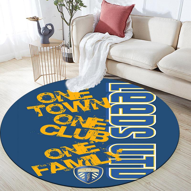 Leeds United logo pattern round rug,Carpet Rug for Living Room Bedroom Playroom ,Non-slip Floor Mat,Holiday Gifts and Birthday Gifts.