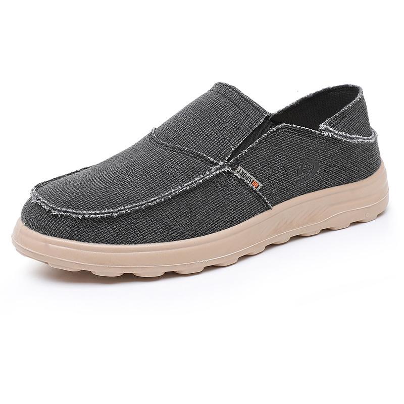 Весенние мужские повседневные парусиновые туфли без застежек, дышащие, легкие, двухцелевые, ленивые, одинарные туфли, удобные, с плоской подошвой