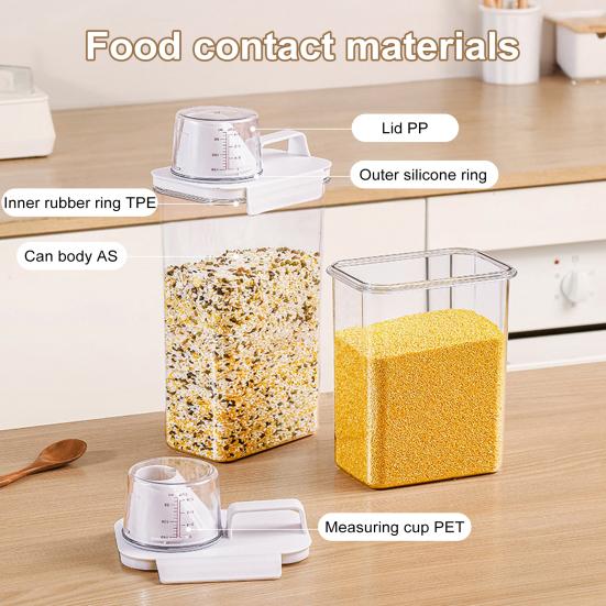 Storage Box Transparent Airtight Container with Ergonomic Grip BPA Free Leakproof Large Capacity Sealed Flour Sugar Container