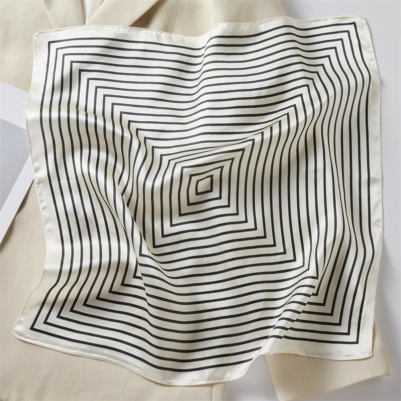 Spring new silk silk scarf women's 111 mulberry silk 11 silk scarf versatile fashion simple striped silk square scarf