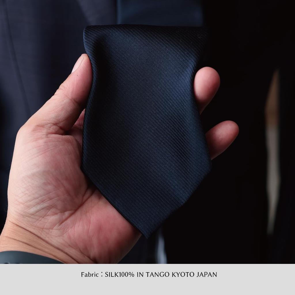 [Y&TAILOR] Галстук, изготовлен в Киото Танго, 100% шелк, однотонный, с узором пейсли и геометрическим узором, Сделано в Японии, Y&TAILOR (Темно-синий)