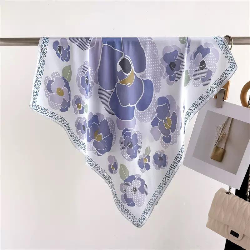 New flower simulation silk scarf women's summer out windproof shawl advanced sense foreign style small square scarf headband scarf