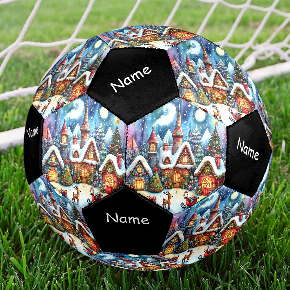 Custom Name Christmas Street Theme Size 5 Soccer Ball, Suitable for Both Indoor and Outdoor Matches, a Gift Suitable for Everyone.
