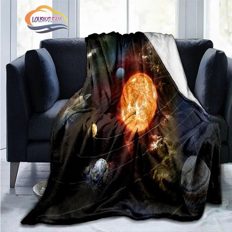 Space Universe and Many Planets In Galaxy Series Fashion Flannel Blanket Solar System Wallpaper Blanket Sofa Bed Warm