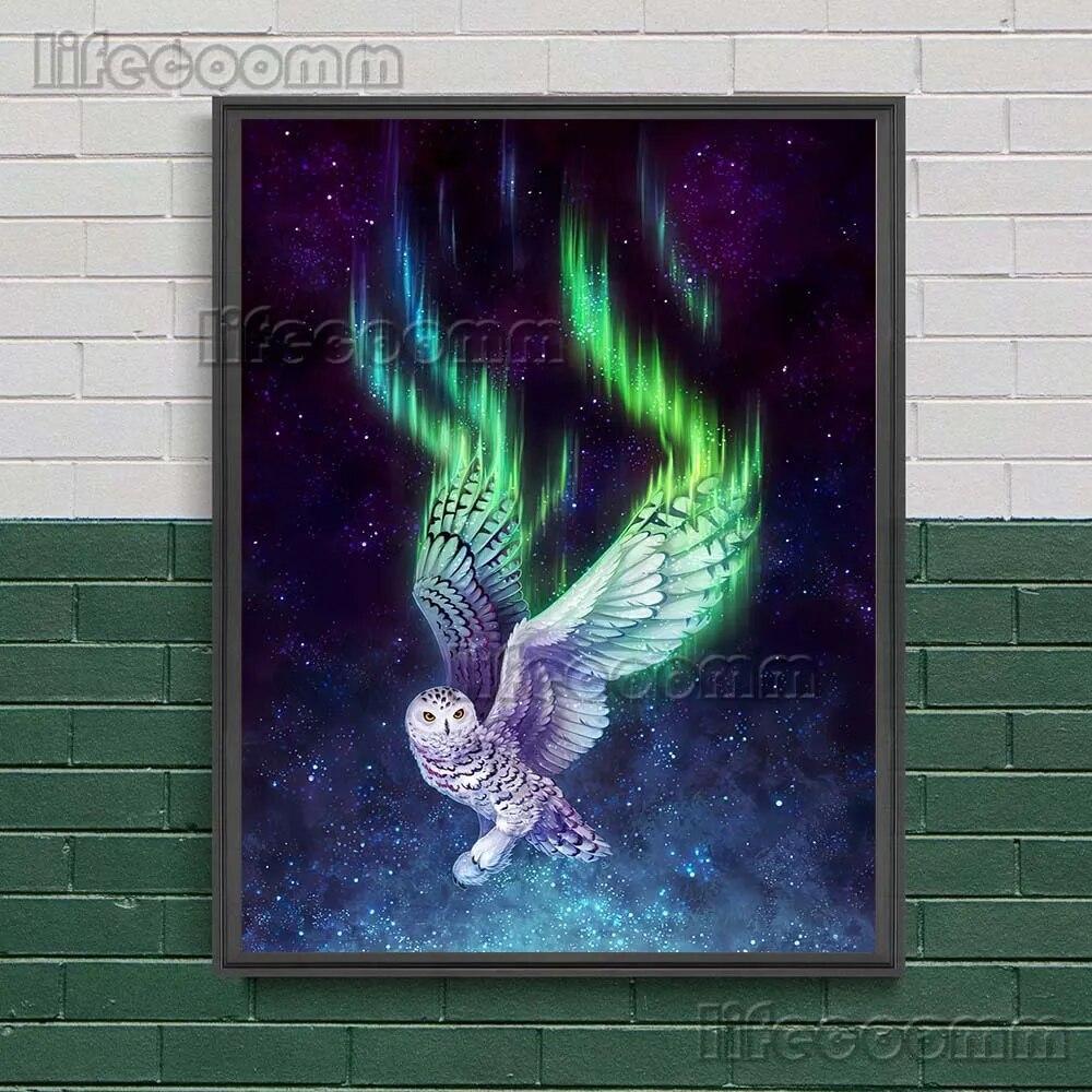 Животное прогулки среди звезд Сюрреалистический загадочный художественный принт Лиса, Тигр, Лев, Феникс Абстрактная настенная живопись Печать на холсте Домашний декор без рамки