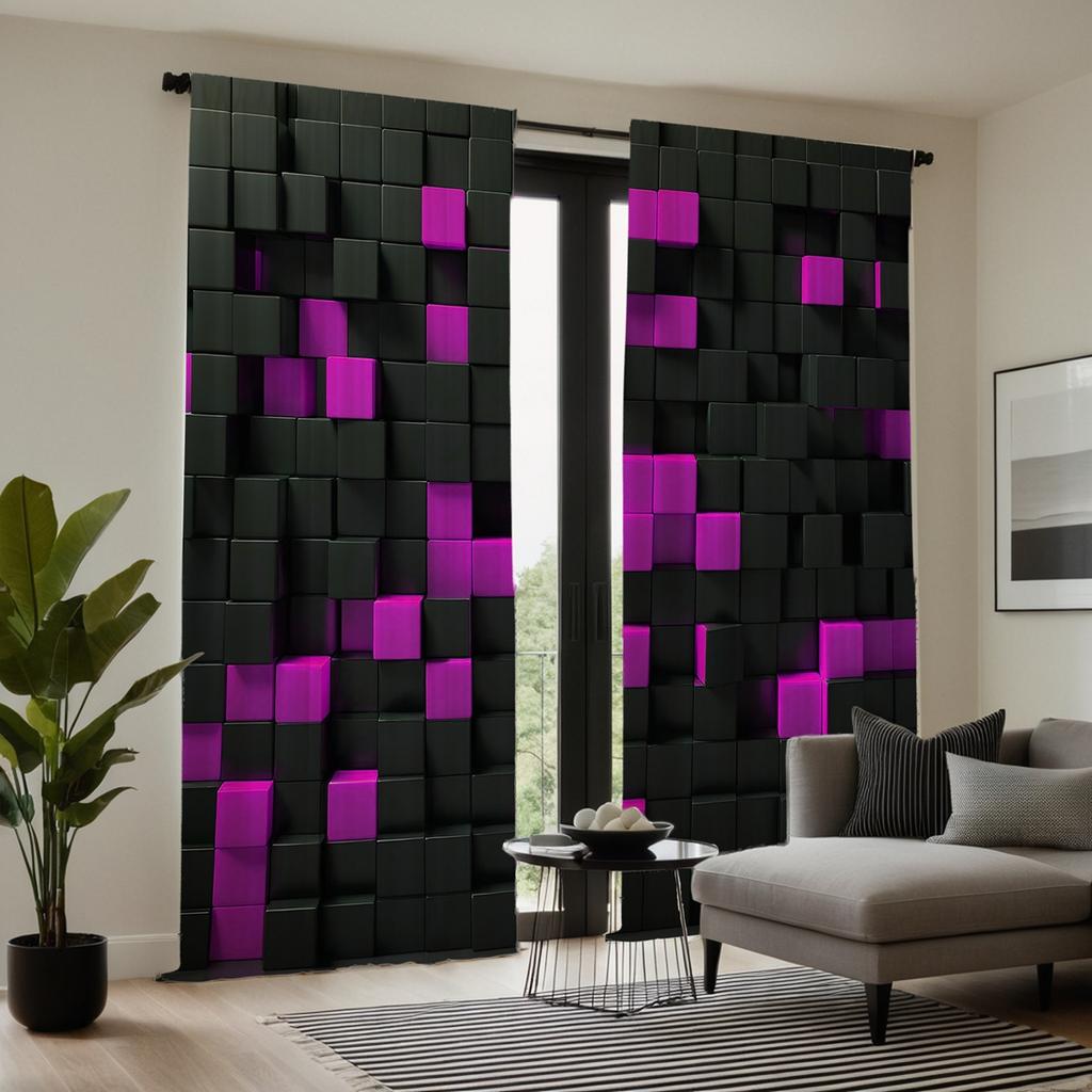 2-х компонентный HD цифровой черный галстук выпуклый квадратный мозаичный занавес украшение дома стиль украшение гостиная спальня через карниз занавес