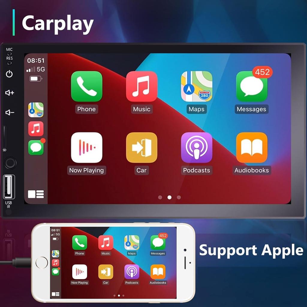 Car Audio 2 Din Car Stereo CarPlay Android Hodozzy Chip Car Stereo Bluetooth HD Touchscreen Car Radio Double Din Car Audio Backup FM RCA Audio & Auto,